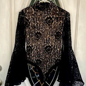 Small black and nude lace top